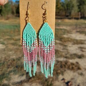 Handmade Beaded Fringe Earrings SOLD